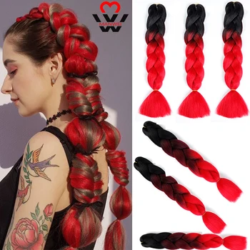 

MANWEI24 inchs 100 g Jumbo Braids High Temperature Fiber Ombre Crochet Extension Hairs Synthetic Ombre Wigs For Women Jumbo Wigs