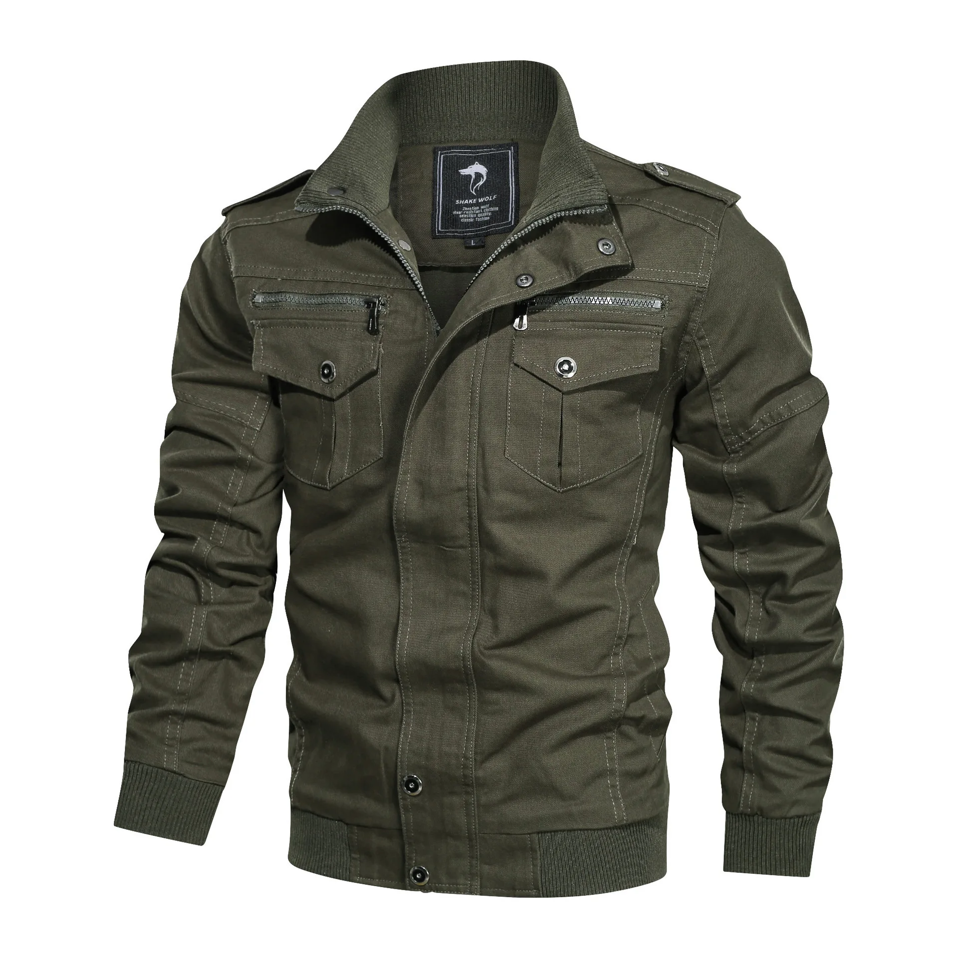 

Spring And Autumn Thin Men Stand Collar Pure Cotton Washing Multi-pockets Workwear Coat Large Size Jacket