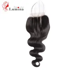 Beauty Lumina волос Закрытие перуанские волнистые человеческие волосы Кружева Закрытие 4X4 бесплатно Средний три части с волосами младенца remy 10-22