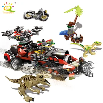 

HUIQIBAO TOYS Hunting Dinosaur Chariot vehicle Building Blocks Dragon movie Figures Kids children DIY construction Toys Gifts