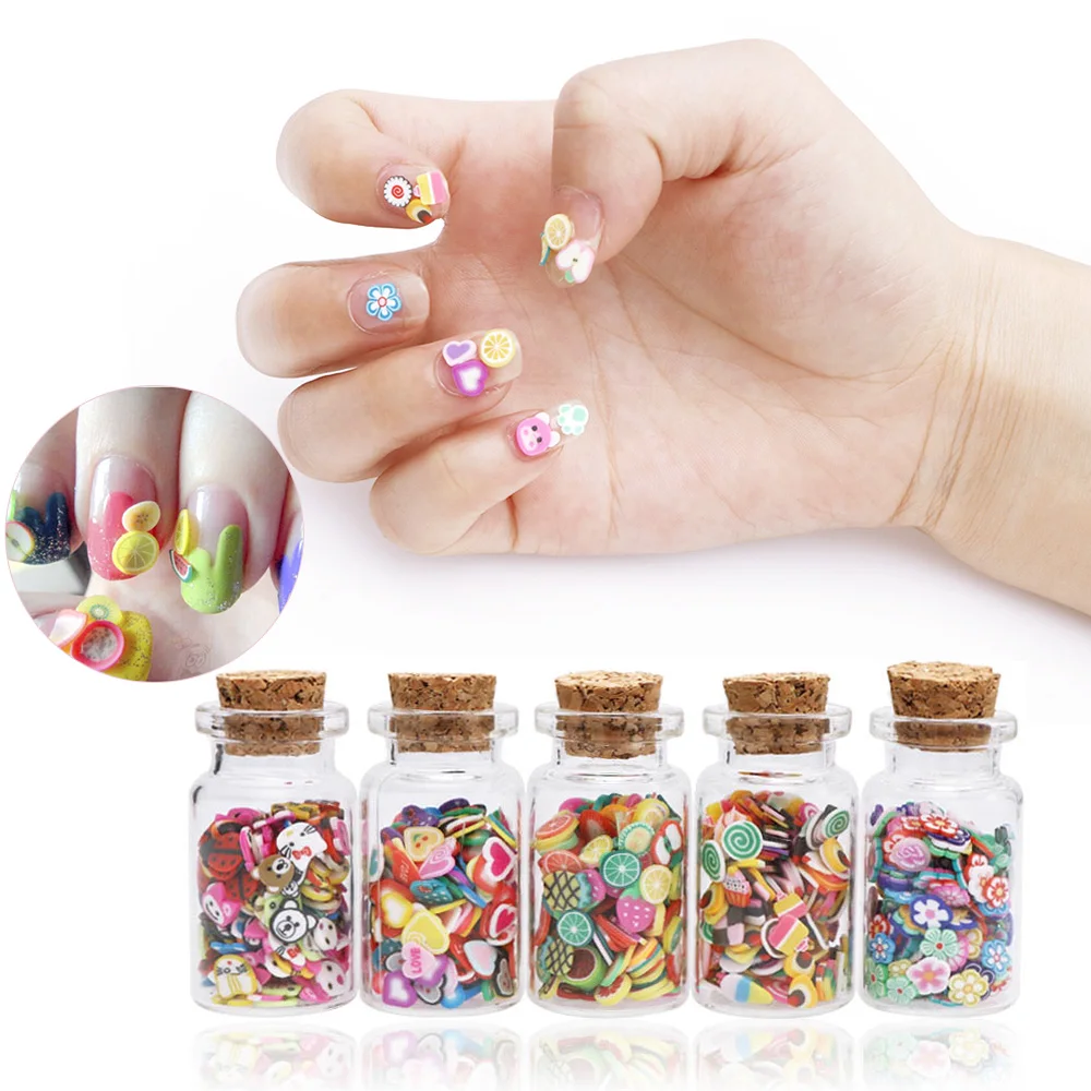 1 бутылка для дизайна ногтей фруктовые цветы украшение животных 3D крошечные