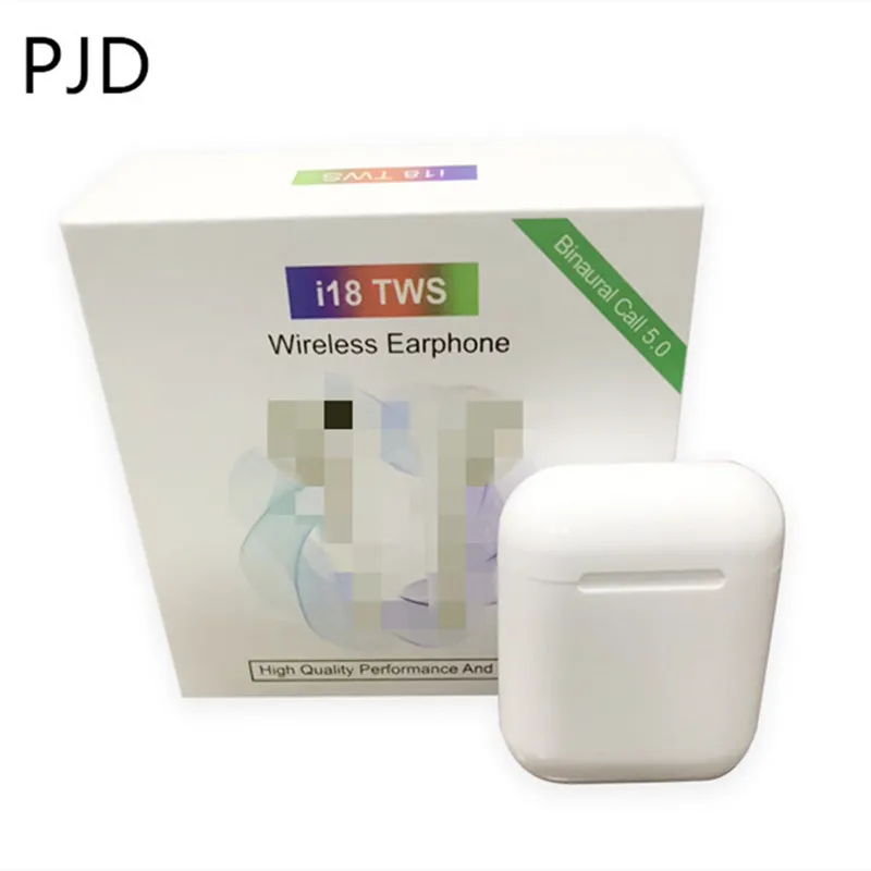 Оригинальные i18 TWS беспроводные наушники Bluetooth V5.0 Heasets сенсорный контроль авто мощность на сопряжение наушники pk KD10 i11 i30 i60 i88 - Цвет: Белый
