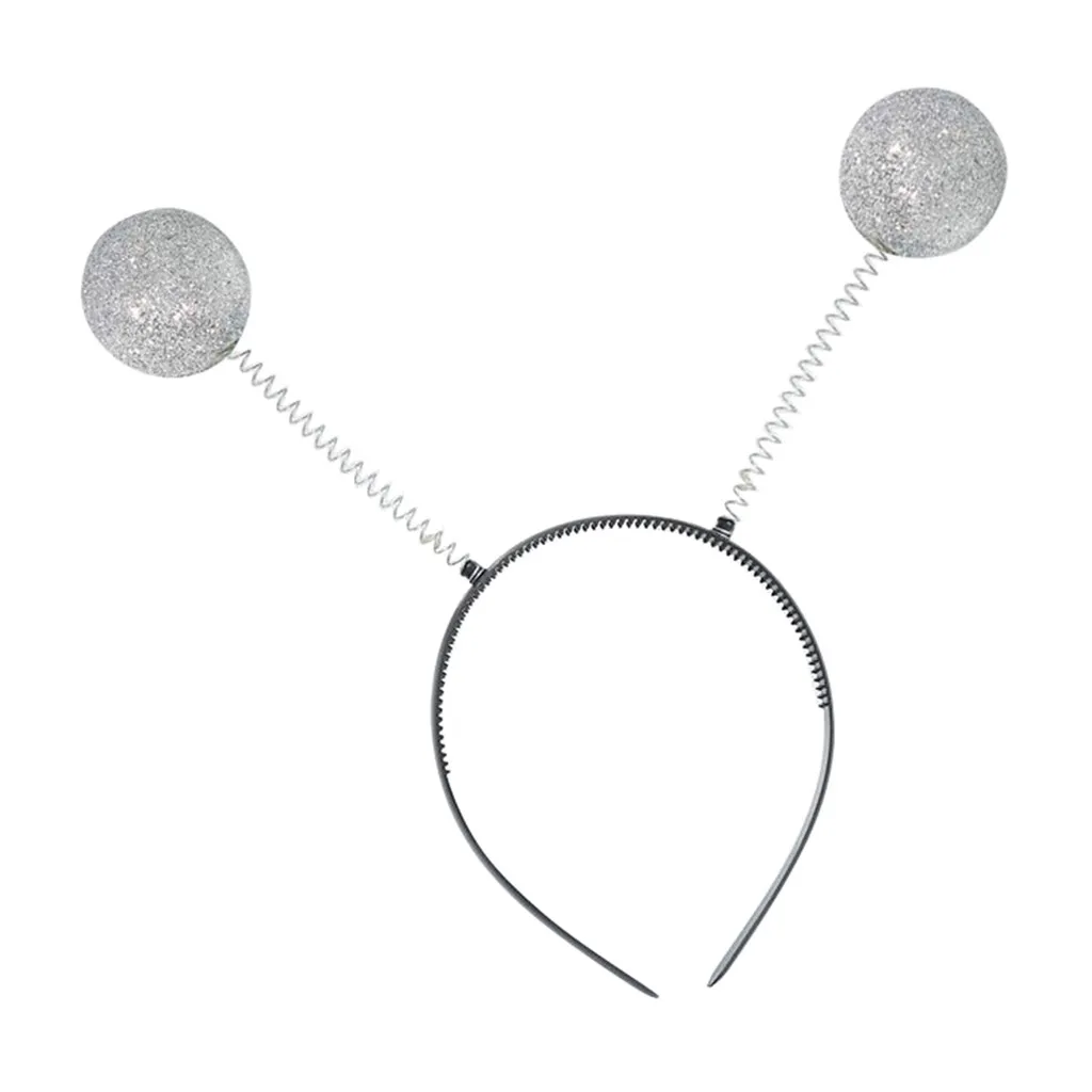 Silver Antenna Headband Alien Ball Boppers for Funny Party Costume