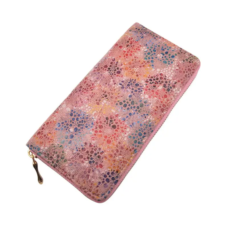 KANDRA New Mottle Women's Wallet Long Design Soft Leather Ladies Floral Clutch Purses Card Holder Phone Pocket Coin Purse Gift