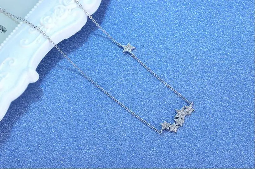 925 Sterling Silver Crystal Stars Necklaces & Pendant Statement Necklace For Women