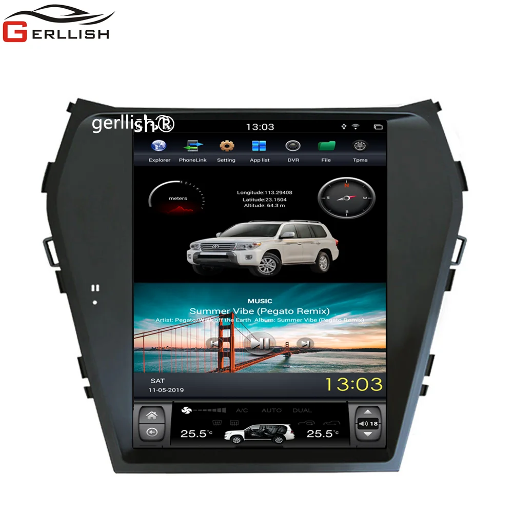 10,4 дюймов tesla стиль android автомобильный Радио Стерео dvd-плеер для hyundai santa fe IX45 2013- gps навигация