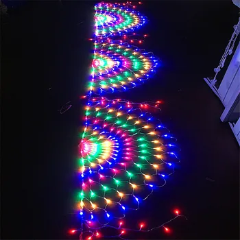 

Thrisdar 3M*0.5M 424LED 3pcs Peacock Net Mesh String Light Christmas Window Curtain Icicle Light Party Wedding LED Net Light