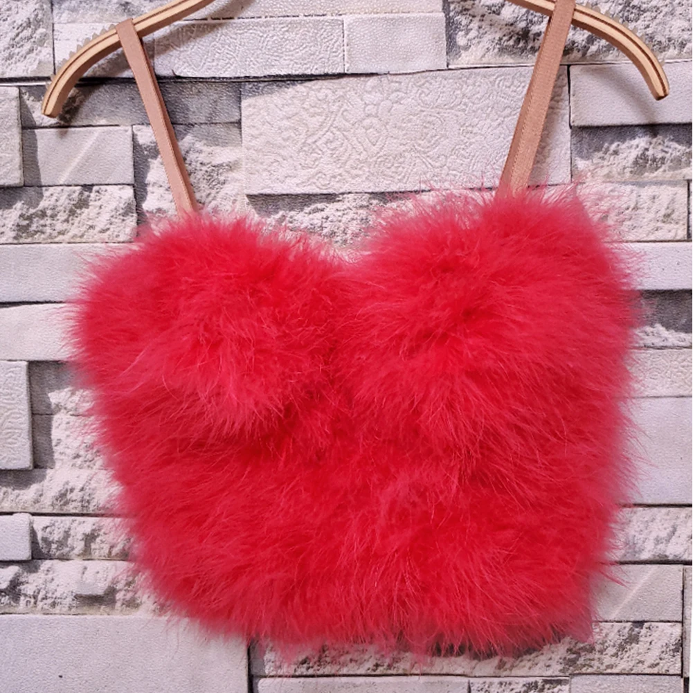 red She'sModa рождественский бюстье с перьями женский топ без косточек укороченный жилет размера плюс - Цвет: red