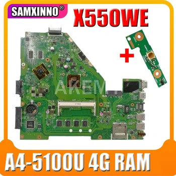 

AKEMY X550WE Laptop motherboard For Asus X550W X550WE X550W D552W X552WE original mainboard A4-5100U 4Gb RAM