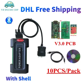 

DHL 10pcs NEW VCI vdijk autocoms pro vd ds150e cdp with bluetooth 2017r1 for delphis obd2 car truck diagnostic tool with shell