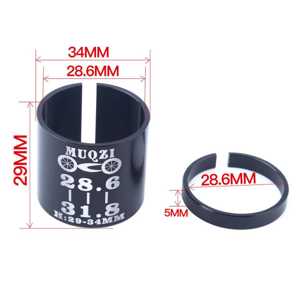Set of 2 Pieces Bicycle Alloy Stem Fork Shim Fork Steerer Tube Adapter 28.6mm to 31.8mm Bicycle Parts Accessories