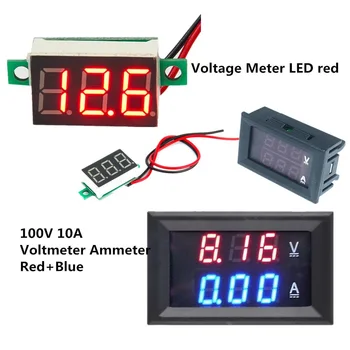 

Hot Digital Red LED Voltage Meter DC100V 10A Voltmeter Ammeter Blue+Red LED Amp Dual Digital Voltmeter High Quality