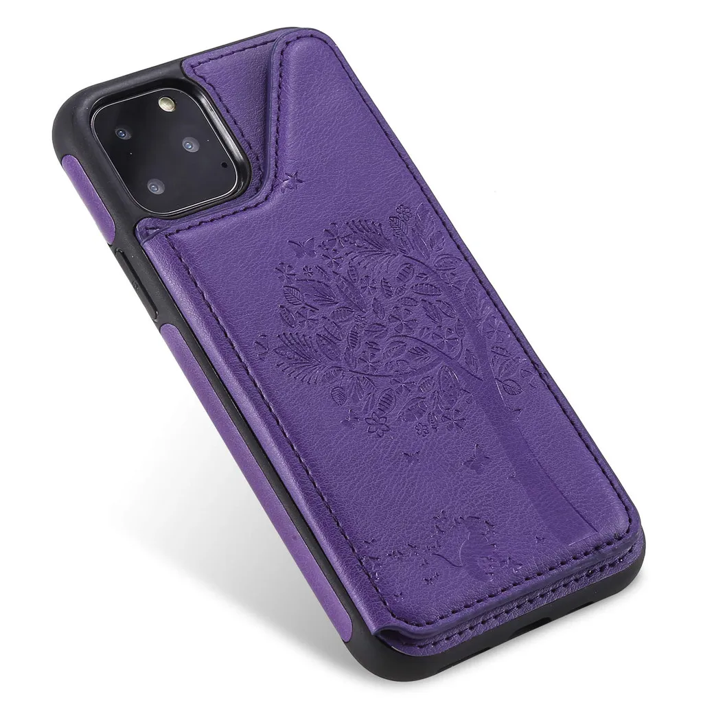 Роскошный тонкий Чехол премиум класса для IPhone 11 Pro Max 6,5 дюйма, тисненый Магнитный кожаный чехол-бумажник с отделениями для карт, противоударный чехол-книжка