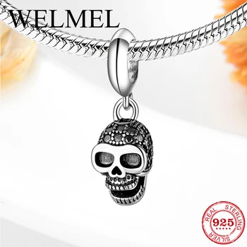 

Fashion 925 sterling silver Skull Pendant Beads Jewelry Making Fit Original European Charm Bracelet Fine Jewelry