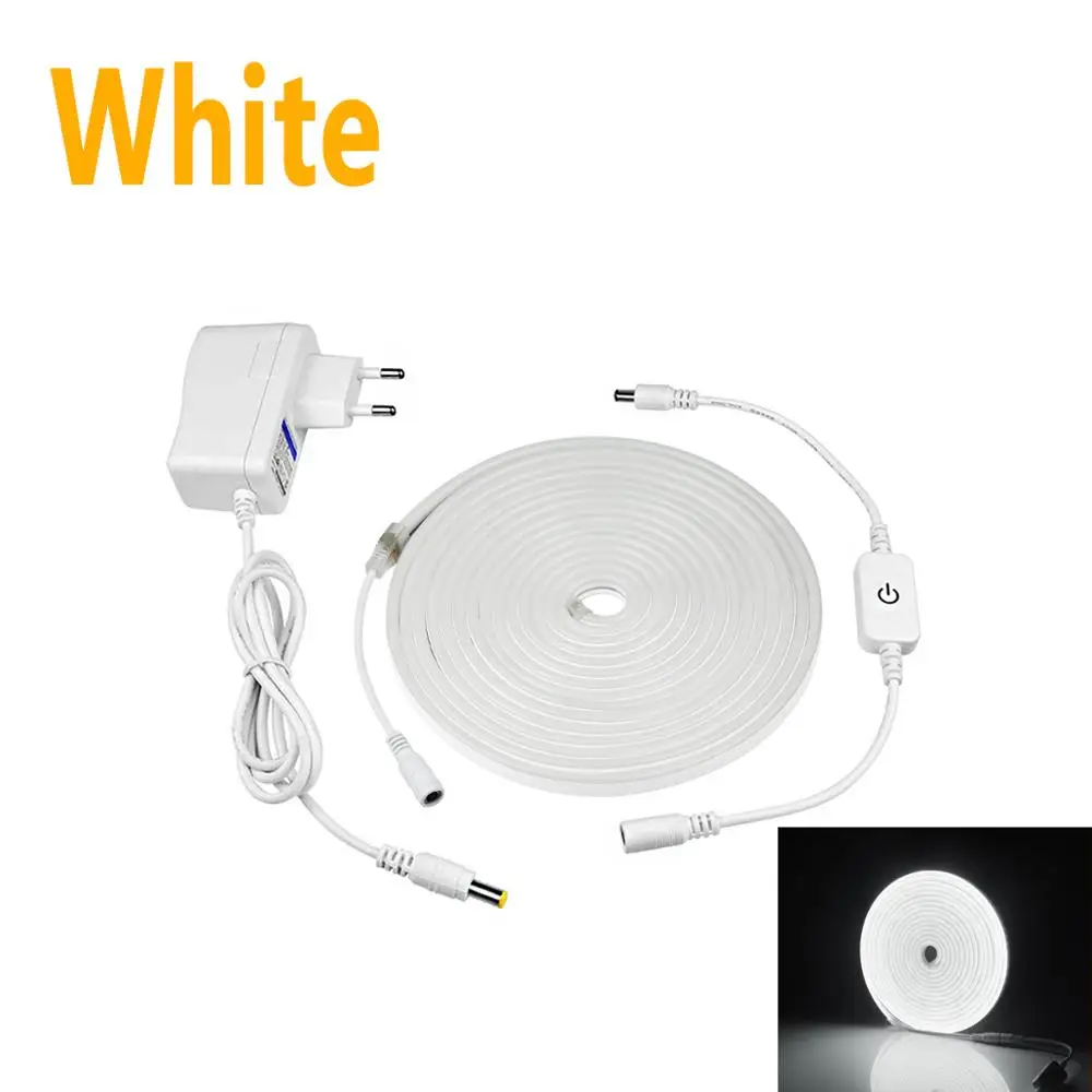 Неоновый светодиодный настенный диммер для кухни, освещение в помещении 220 В 110 В до 12 В, Светодиодная лента с сенсорным управлением, переключатель света с вилкой - Цвет абажура: EU Plug White