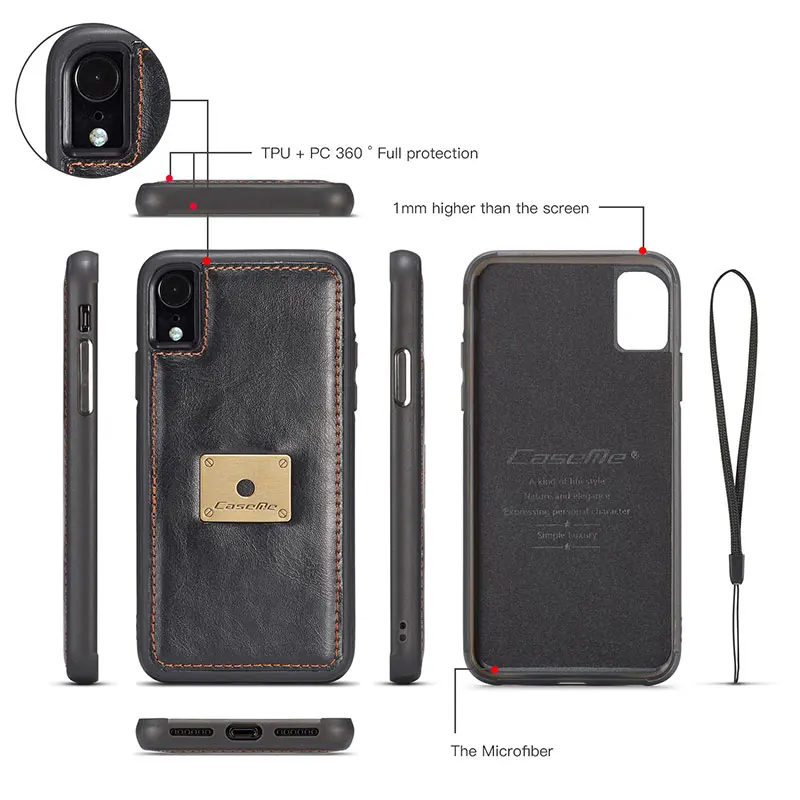 Для iPhone 11 Pro Max чехол Caseme съемный 2 в 1 Магнитный кожаный кошелек чехол для телефона чехол Funda для iPhone XS Max Xr 7 8 6 Plus