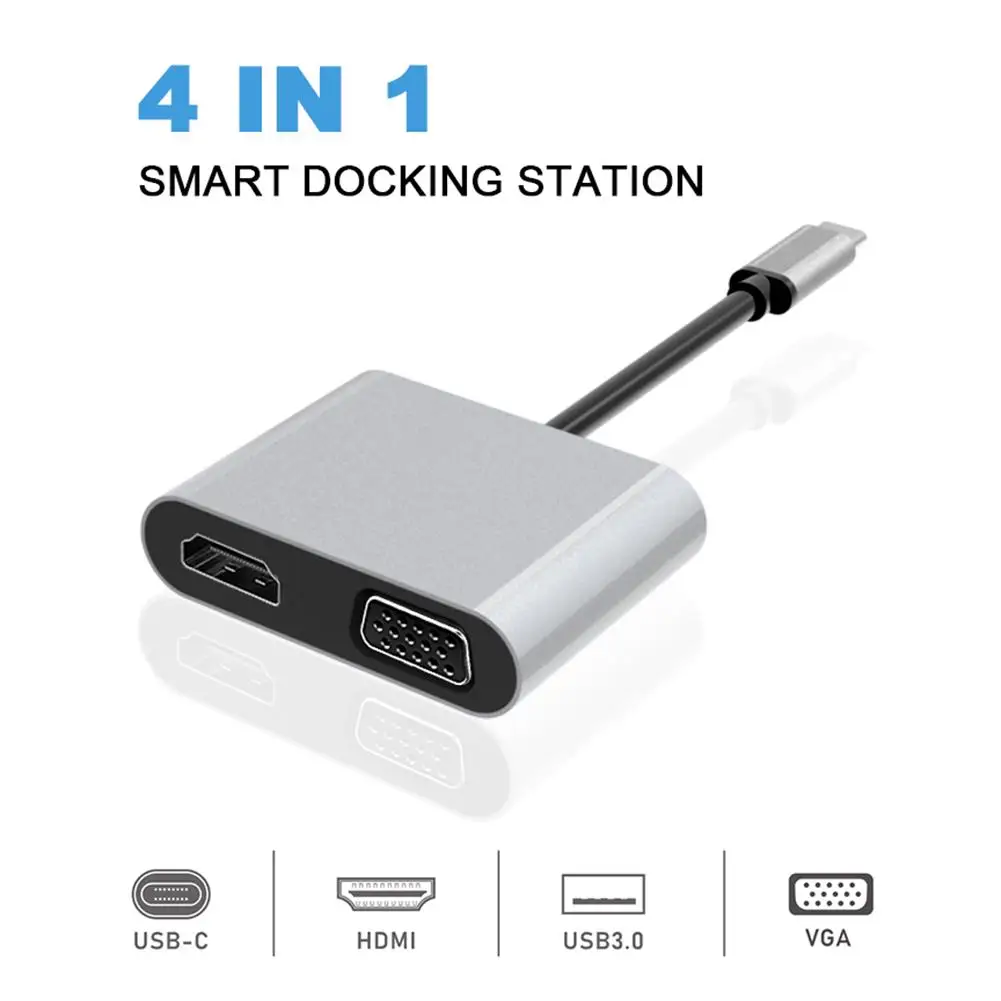 4-в-1 Адаптер для преобразования Тип-C Преобразование HDMI адаптер VGA Аудио Видео адаптер HD адаптер для преобразования