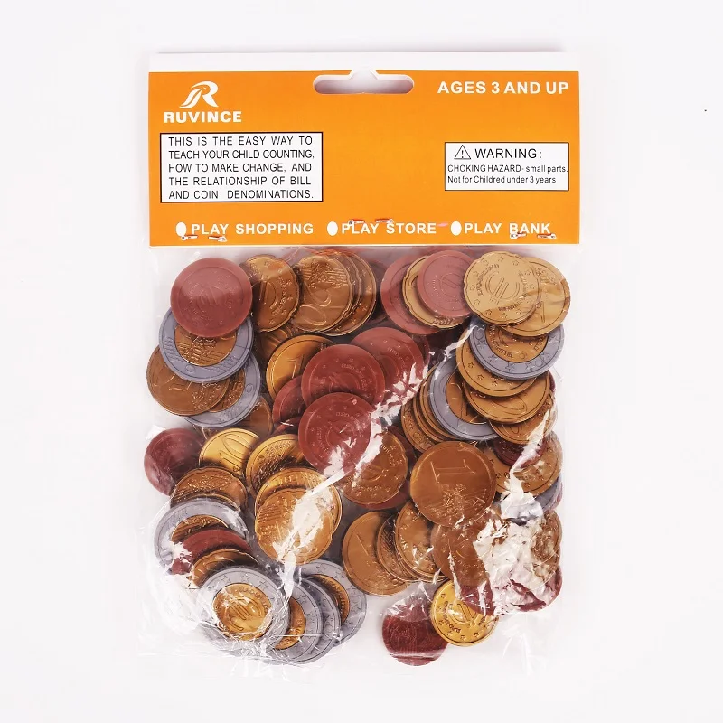 Plastic Coin(100pcs) Набор из 80 пластиковый евро монеты/игровые деньги начальных классов школы обучения ресурс 1/2/5/10/20/50 процентов& Евро 1/2 - Цвет: Plastic Coin(100pcs)