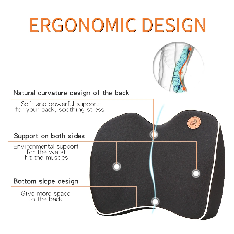 Автомобильная поясничная Подушка для спины, поясничная подушка для сиденья, поясная подушка с эффектом памяти, хлопковое Сетчатое офисное кресло, массажеры для путешествий и дома