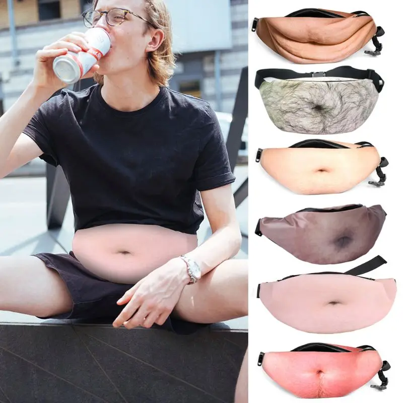 

1Pc Novelty Fun Men Women Dad Bag Dad Bod Waist Bags Beer Fat Hairy Belly Fanny Pack Hot