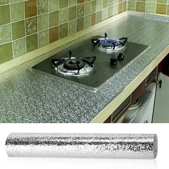 40x100200cm Kitchen Oil proof Waterproof Stickers Aluminum Foil Kitchen Stove Cabinet Self Adhesive Wall Sticker DIY Wallpaper