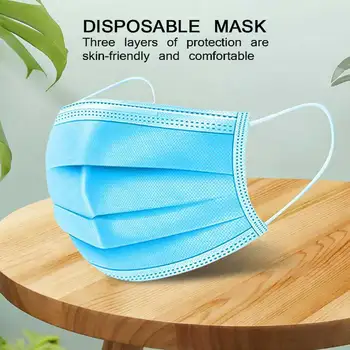 

ALLOMN 50Pcs Disposable Face Masks Dust proof Three-Layer Protective Non-Woven Fabric Masks Daily Masks Mouth Cover