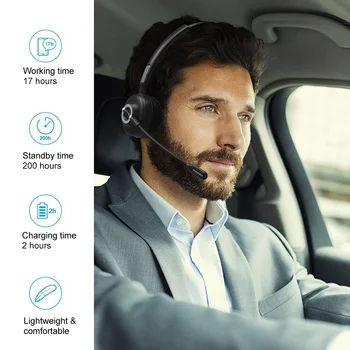 

Rechargeable With Mic Home Music Unidirectional Clear Voice Bluetooth Headset Cell Phone Office Talking Active Noise Reduction