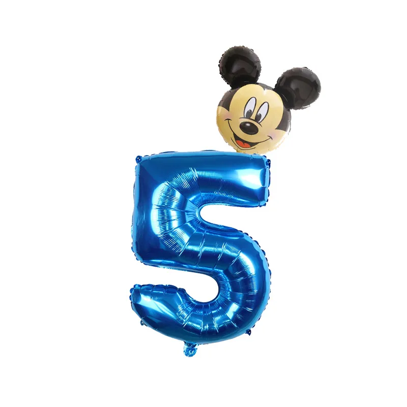 30 дюймовый розовый и голубой номер цифры Фольга надувные шары Mickey воздушный шар из фольги Минни От 1 до 4 лет штаны для мальчиков и девочек День рождения украшения - Цвет: Коричневый