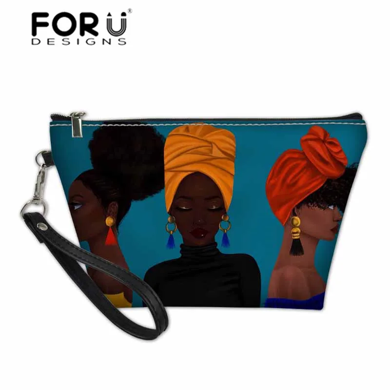 FORUDESIGNS Black Women Art African Girls Printing Function Wash Kit Bag Ladies Toiletries Pouch Females Cosmetic Cases Bolsa