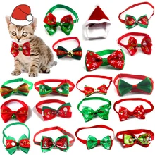 2 шт, Рождественский ошейник для питомца кошки собаки, шапка, галстук-бабочка, набор, регулируемый шейный ремень, аксессуары для ухода
