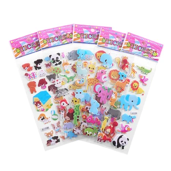 Bubble Puffy Stickers Cartoon Animal Fruit DIY Stickers Waterproof Girls Boys Kids Toys for Children Laptop Sticker Gifts Random 1