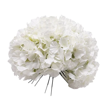 

10 Pack Artificial Hydrangea Heads with Stems,Artificial Flowers Heads for Home Wedding Decor,White