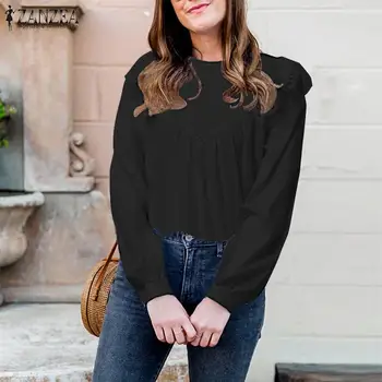 

ZANZEA 2020 Fashion Women's Blouse Casual Cotton White Shirts Female Lace Embroidered Ruffles Tops Patchwork Blusas Chemise 5XL