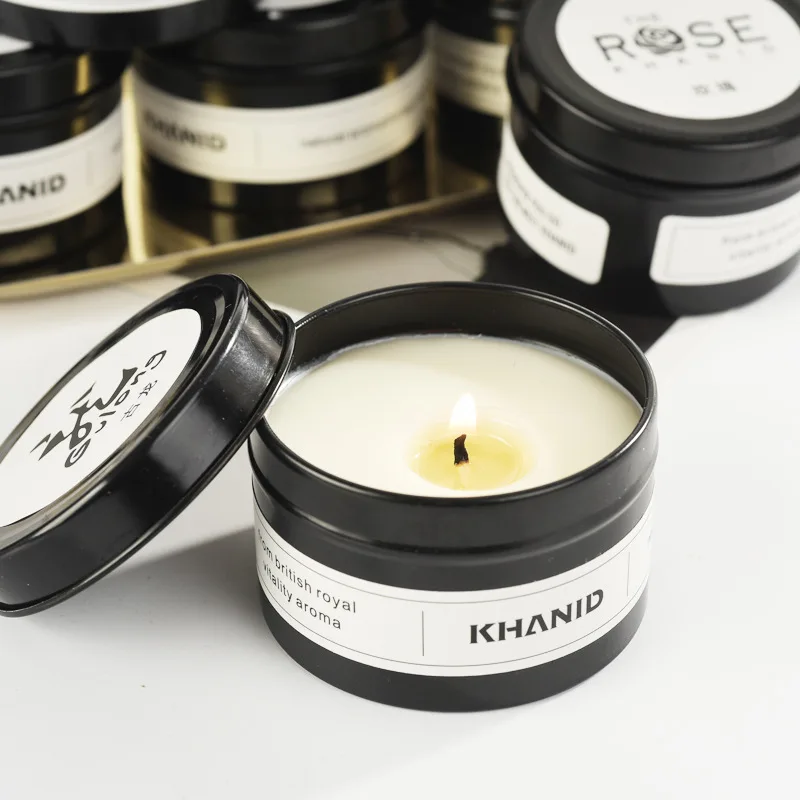 

Retro Tin Can Candle Aromatherapy Candle Jars Incense Candle Container Portable Spices Candles Candlestick Smokeless Scent Cup
