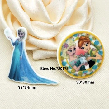 

30pcs/50pcs mixed cartoon Pirncess sister Movie Character plastic flat back planar resin cabochon DIY Craft Supplies STK48