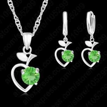 

New 2020 Arrivals Korean Trend Women Jewelry 925 Sterling Silver Heart Pendant Clear Crystal CZ Jewelry Sets Drop Earrings