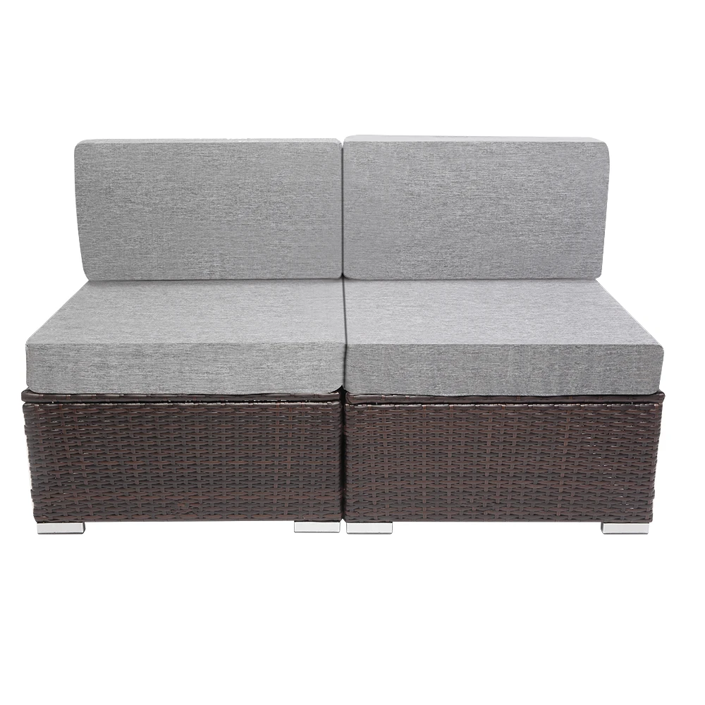 

2PCS Outdoor Rattan Wicker Conversation Furniture Set,All Weather Coffee Table Rattan Garden Sofa Set Sectional Couch,Long Seat