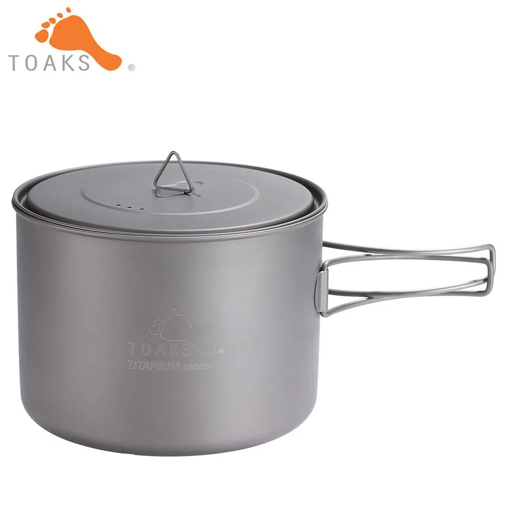 

TOAKS 1300/1600 мл кухонная утварь, сверхлегкий титановый горшок, уличная титановая чаша, титановая чашка, Складная ручка для кемпинга, путешествий