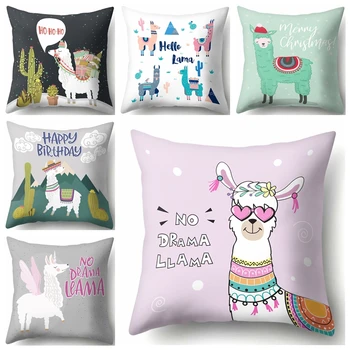 

Cartoon Animal Unicorn Decorative Throw Pillows Case Cushion Cover Home Decor Giraffe Sofa Car Waist 45x45cm Llama Alpaca Party