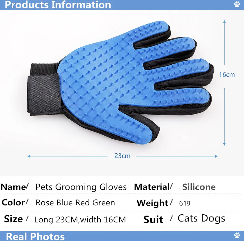 Силиконовая перчатка для удаления волос для собак, расческа для мягкого использования, перчатка для игры с кошкой, уход за шерстью, банная расческа для чистки волос, эффективный массажный поставщик домашних животных