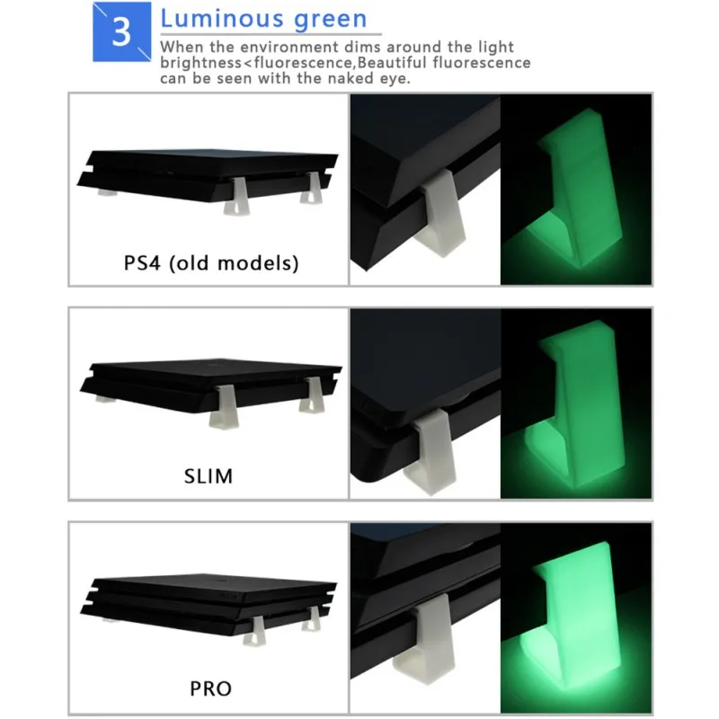 Нескользящая дизайнерская светящаяся зеленая основа для sony PS4/Slim/Pro Host охлаждающая подставка горизонтальная версия кронштейн игровые аксессуары - Цвет: PS4 Luminous Green