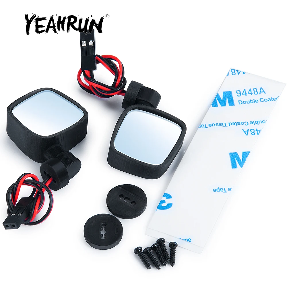 

Пластиковое зеркало заднего вида YEAHRUN, 2 шт., с желтыми фонарями, для Axial SCX10 1/10, радиоуправляемая модель автомобиля на гусеничном ходу, обновленные детали, аксессуары