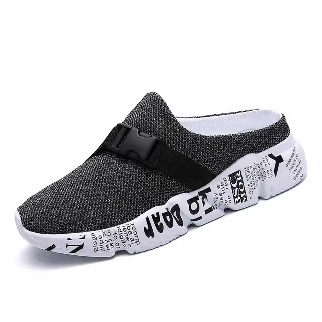 Comfort Men Shoes Casual Big Size Men's Home Slippers Fashion Mesh Soft Summer Sandals Crock Fishing Quick-drying Man Slipper B1 Dark gray 1719