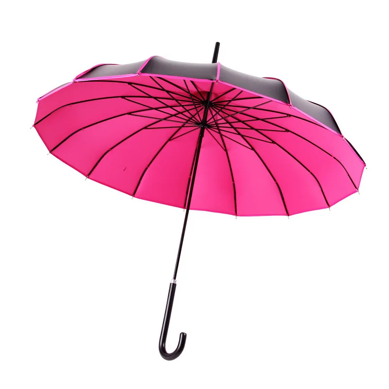 Длинный зонт пагода с ручкой, мужские черные ветрозащитные большие зонты, красные ветрозащитные портативные зонты для женщин - Цвет: Rose red