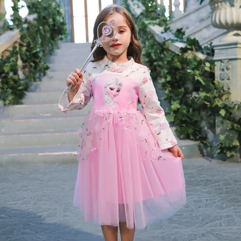 Платья принцессы Эльзы для маленьких девочек; новое зимнее платье с длинными рукавами для маленьких детей на Рождество, день рождения, вечеринку; одежда для костюмированной вечеринки для подростков; Vestido