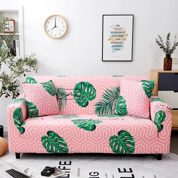 

Thumbedding Palm Leaf Cover Sofa Pink Nature Fresh Sweet Durable Washable Stretch Tight Sofa Cover Slipcovers High End