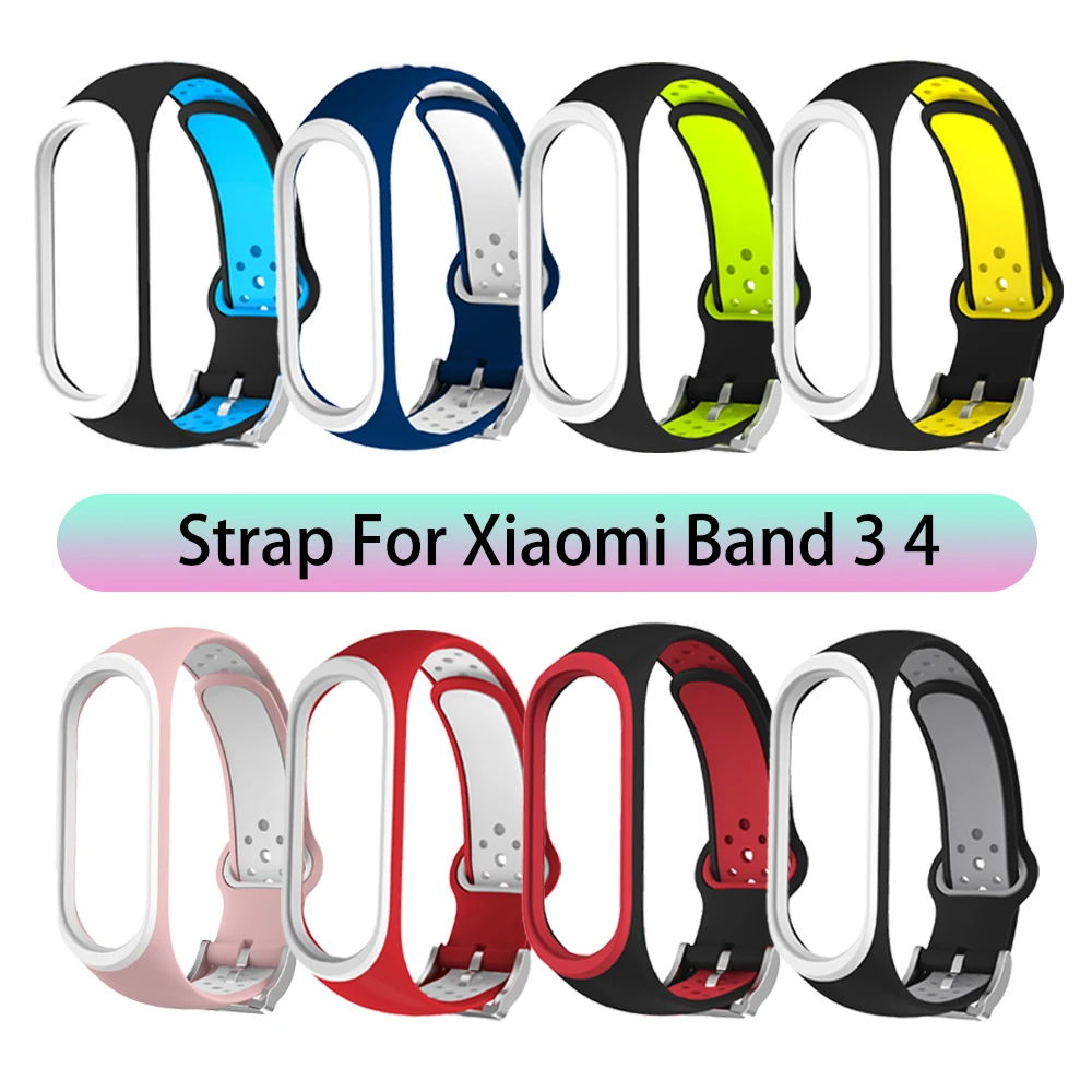 New 1Pc Fashion Strap Smart Accessories Replacement Double Color Silicone Bracelet Case For Xiaomi Smart Band 4 3 Series