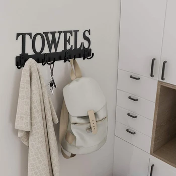 

Towel Rack 8 Hooks Towel Holder & Organizer Wall Mount Towel Holder Sandblasted Robe Hooks Rustproof and Waterproof