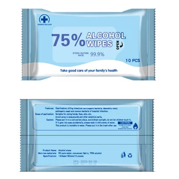 

50pcs 75% Alcohol Protable Cleaning Wipes Pad for Hand No-woven Soft Skin Care Disinfectant Wet Wipes Box Kitchen Wholesale