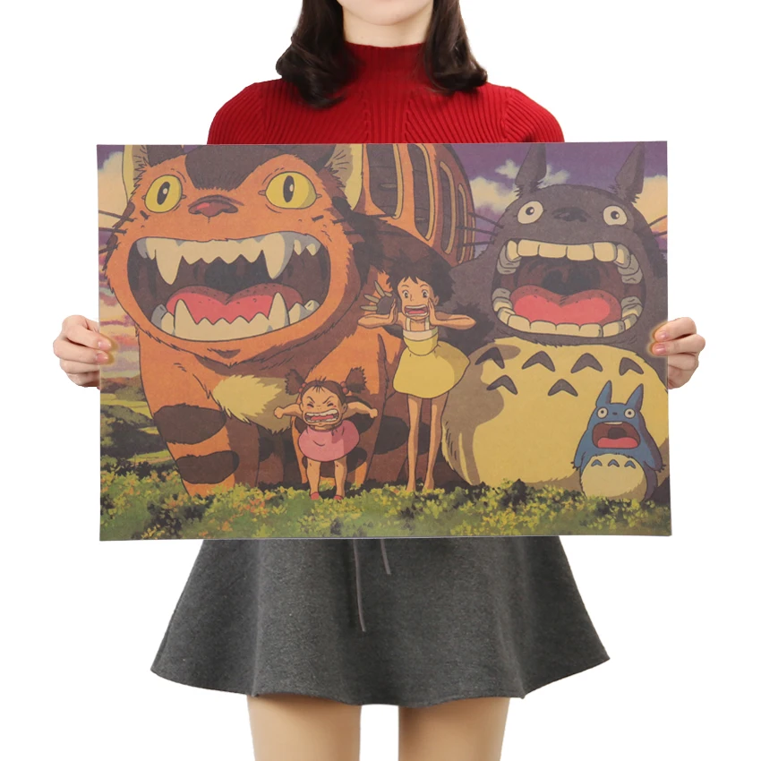 

TIE LER Classic Cartoon Movie Poster Totoro Kraft Paper Retro Poster Wall Stickers Vintage Posters Home Decor Decoration Crafts